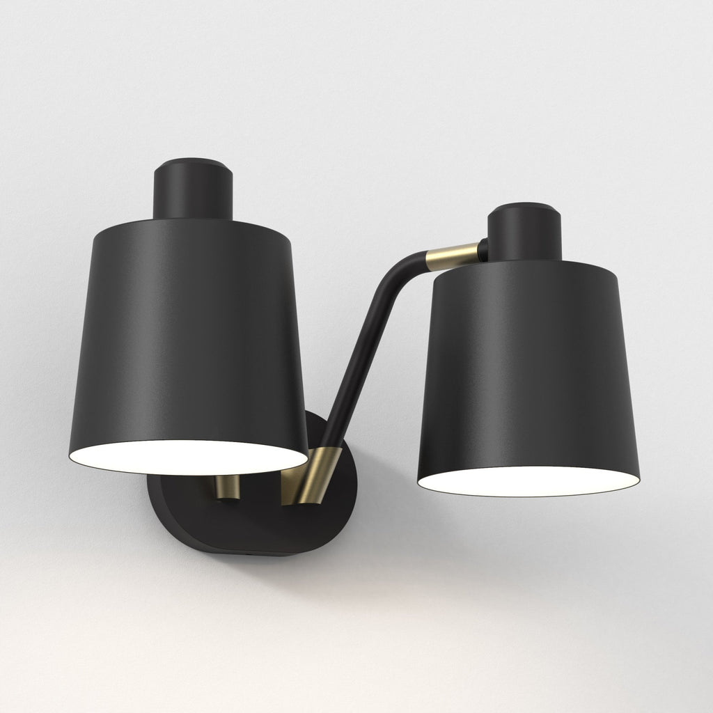 1441002 Edward Twin Wall Light Matt Black