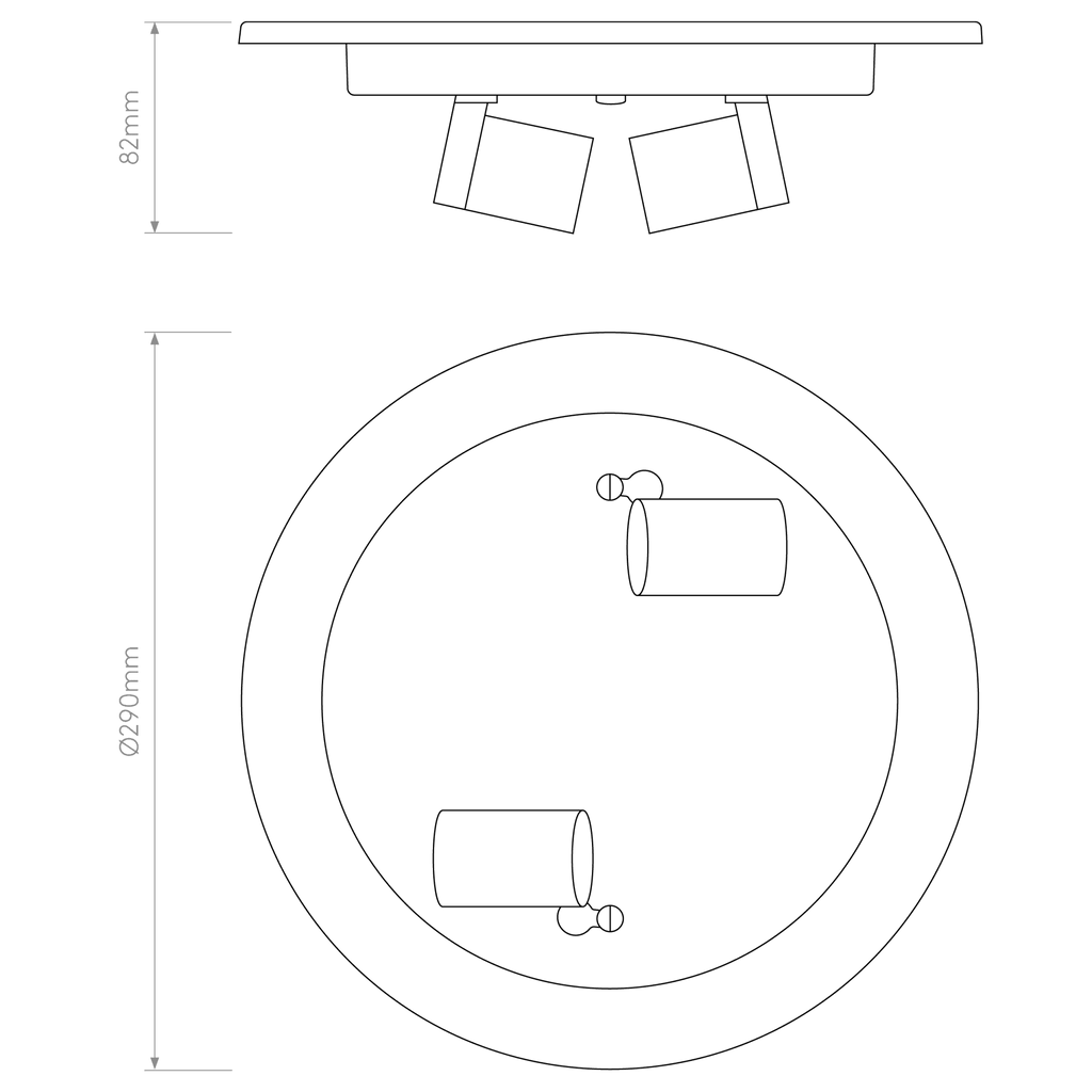 1462001 Ceiling Base 290 2 Light Ceiling Light Matt White