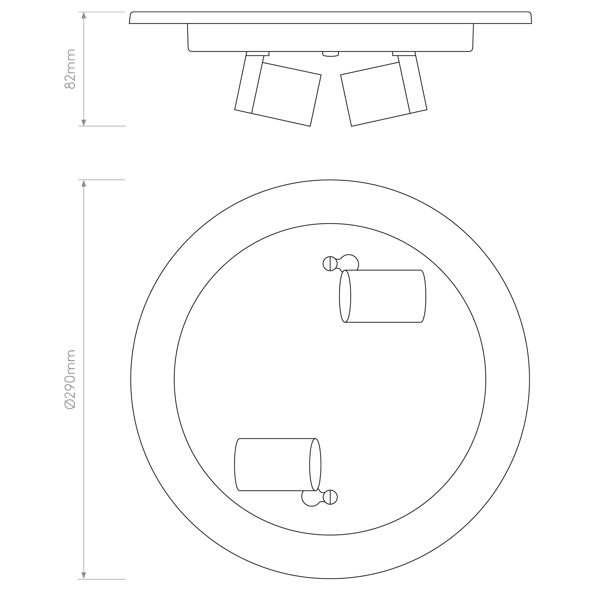1462001 Ceiling Base 290 2 Light Ceiling Light Matt White