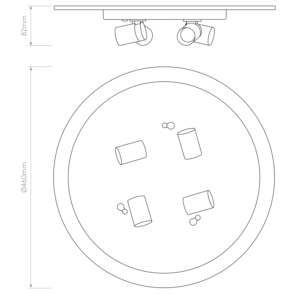 1462003 Ceiling Base 460 4 Light Ceiling Light Matt White