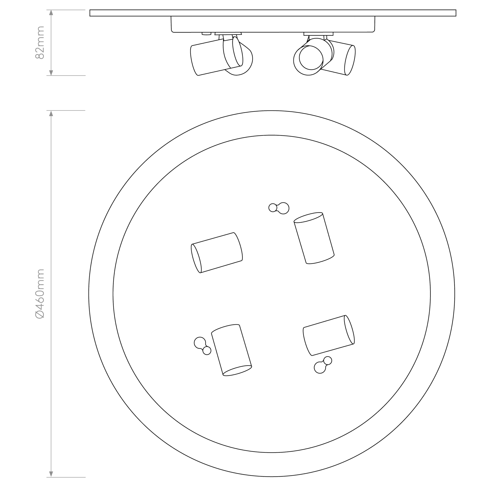 1462003 Ceiling Base 460 4 Light Ceiling Light Matt White