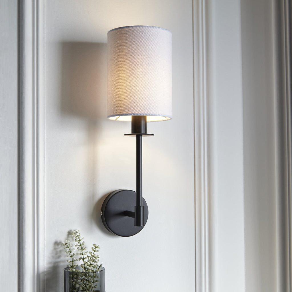 101660 Sancerre Wall Light Black & White Shade