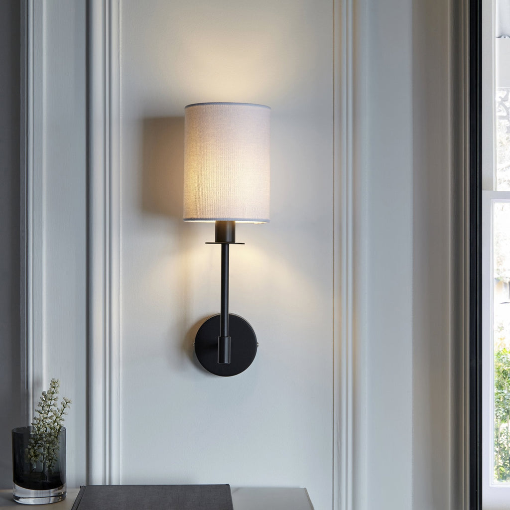 101660 Sancerre Wall Light Black & White Shade