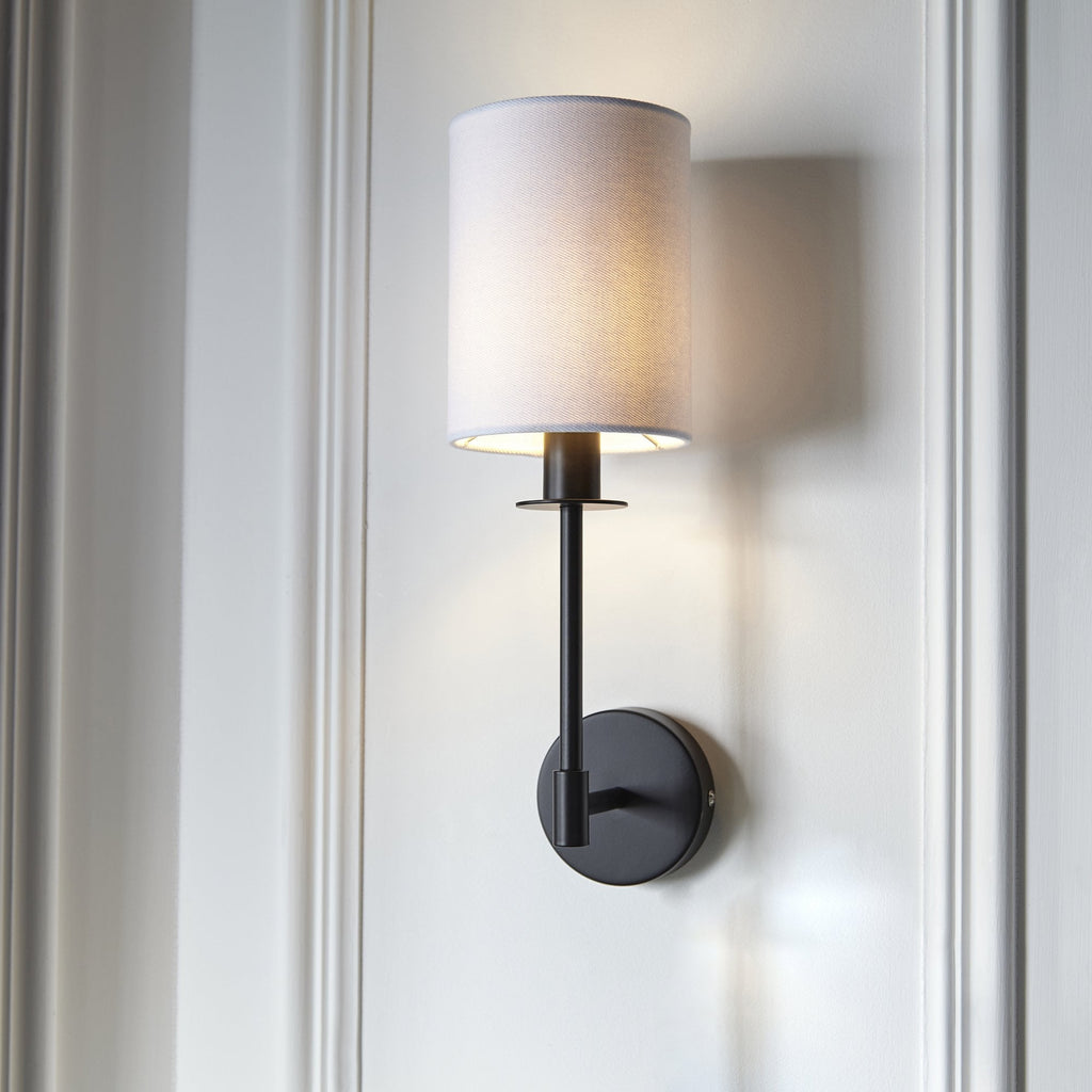 101660 Sancerre Wall Light Black & White Shade