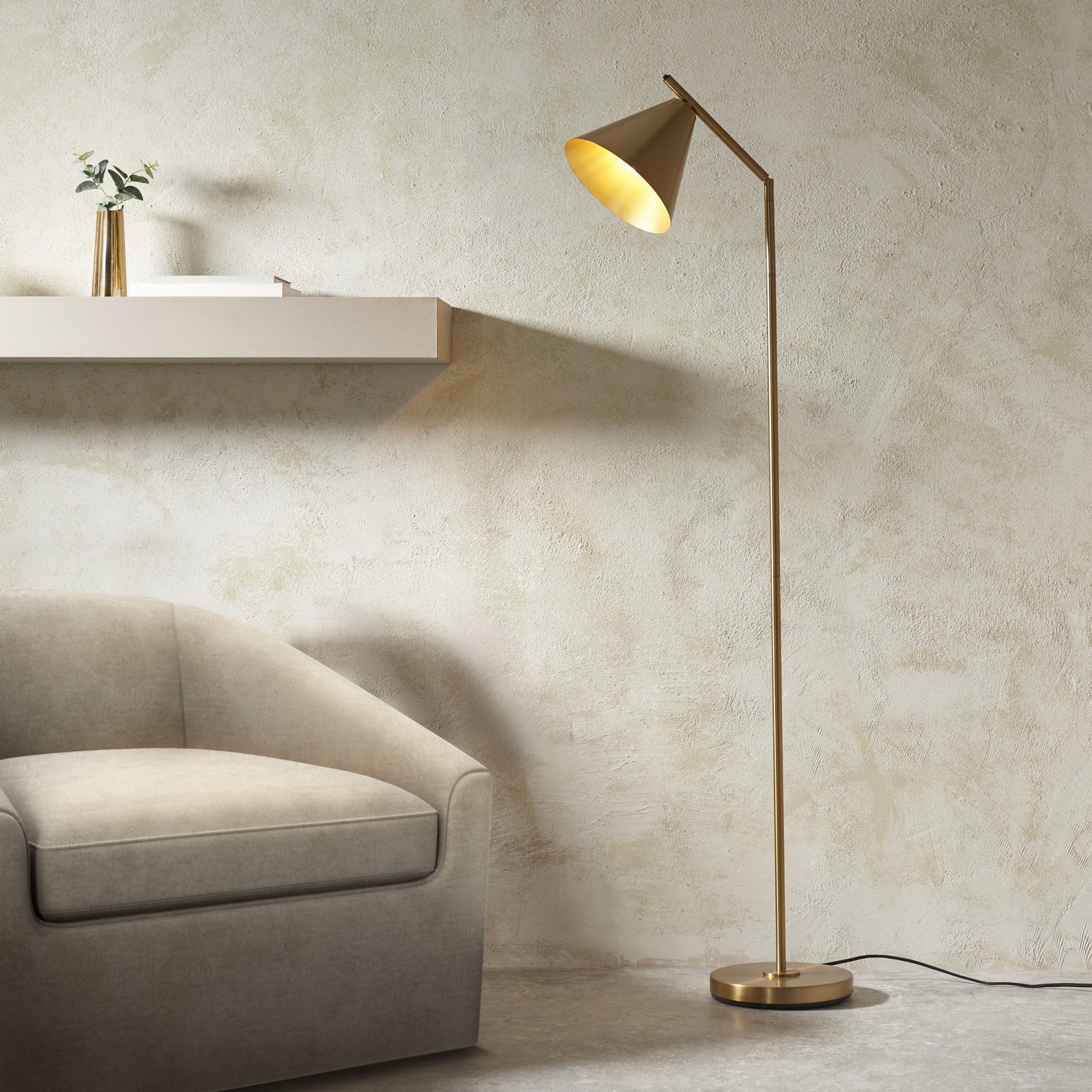 102369 Cape Task Floor Lamp Antique Brass