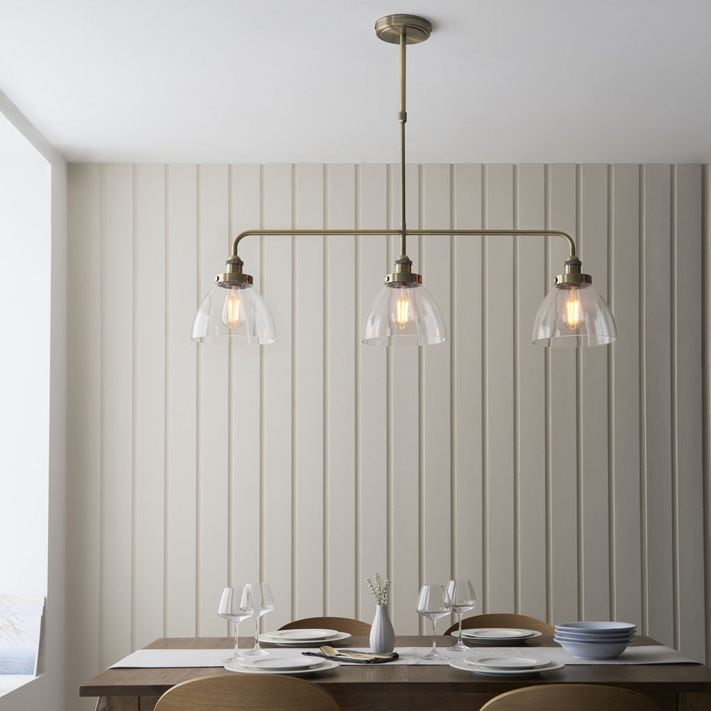 103014 Hansen 3 Light Linear Pendant Antique Brass