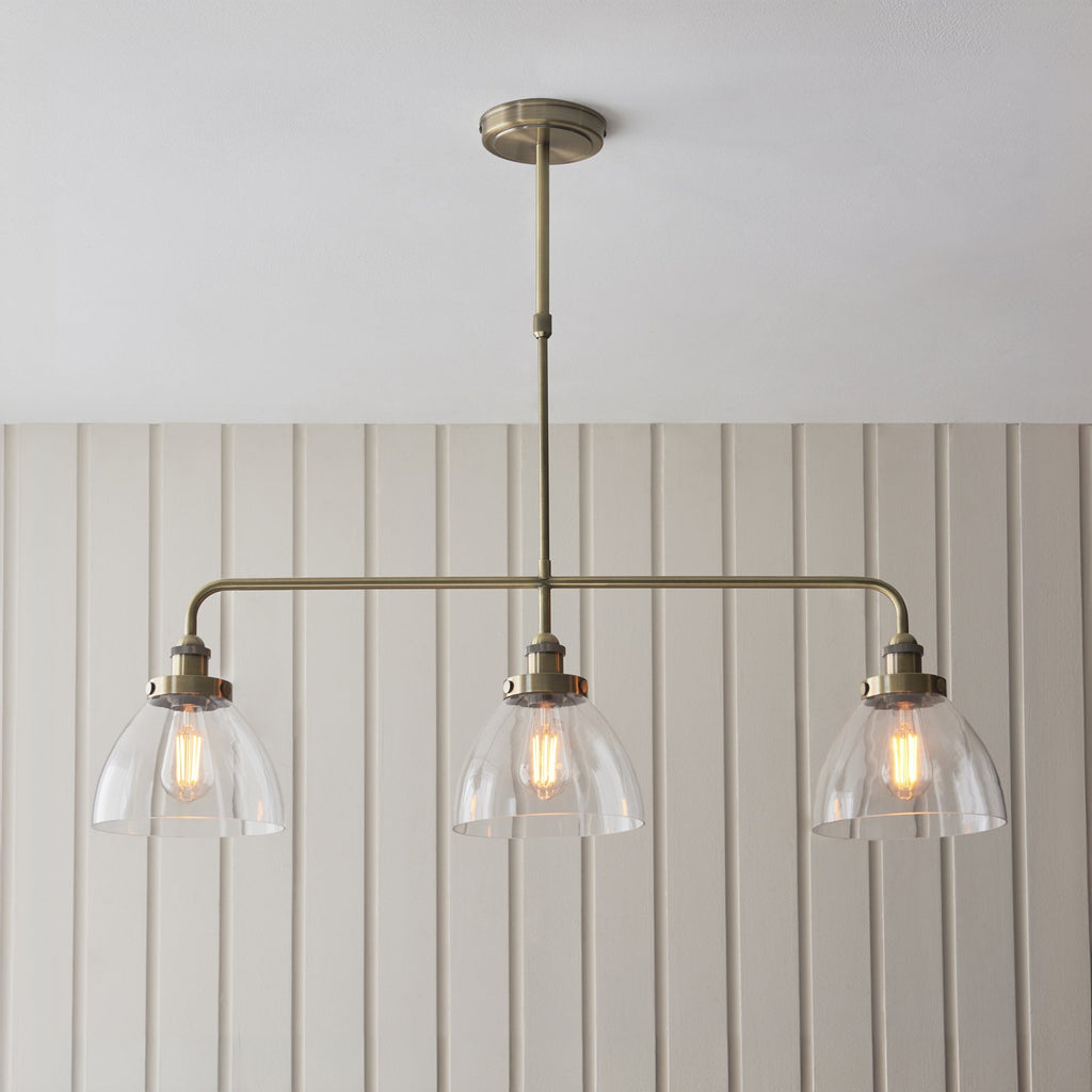 103014 Hansen 3 Light Linear Pendant Antique Brass