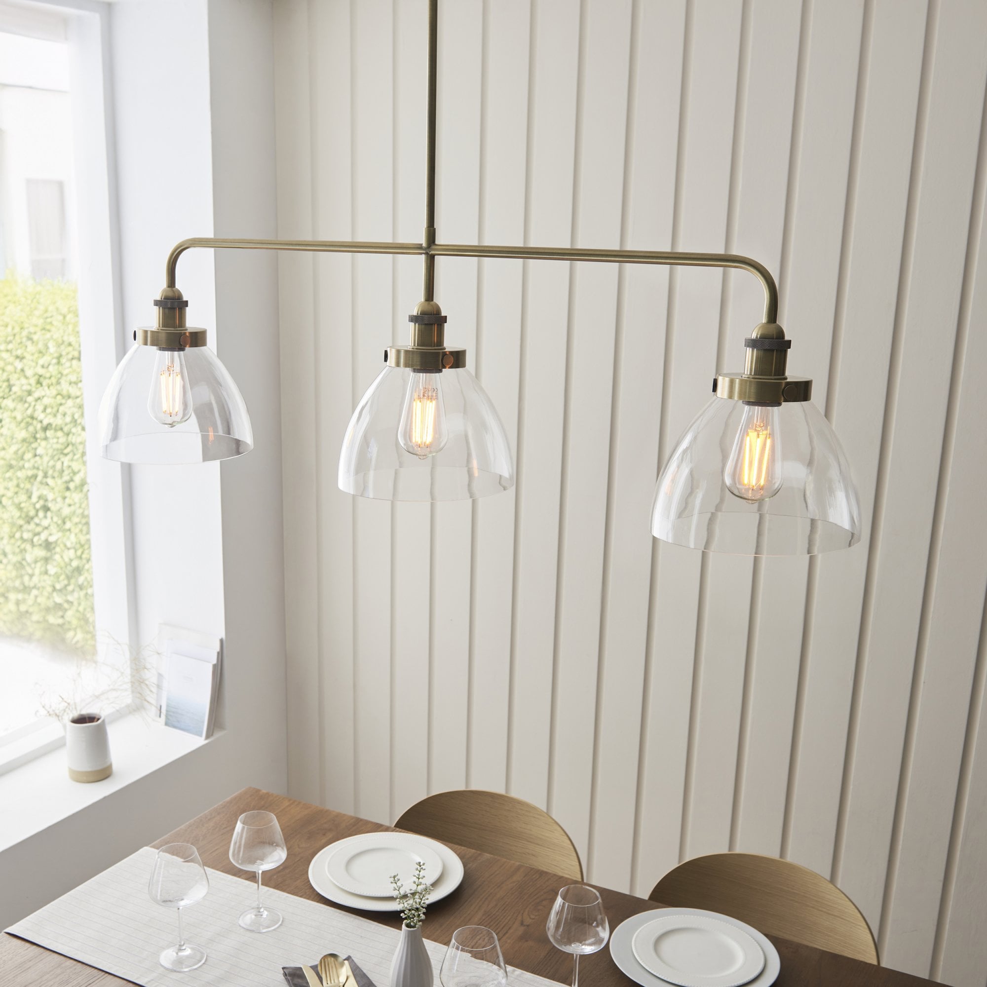 103014 Hansen 3 Light Linear Pendant Antique Brass