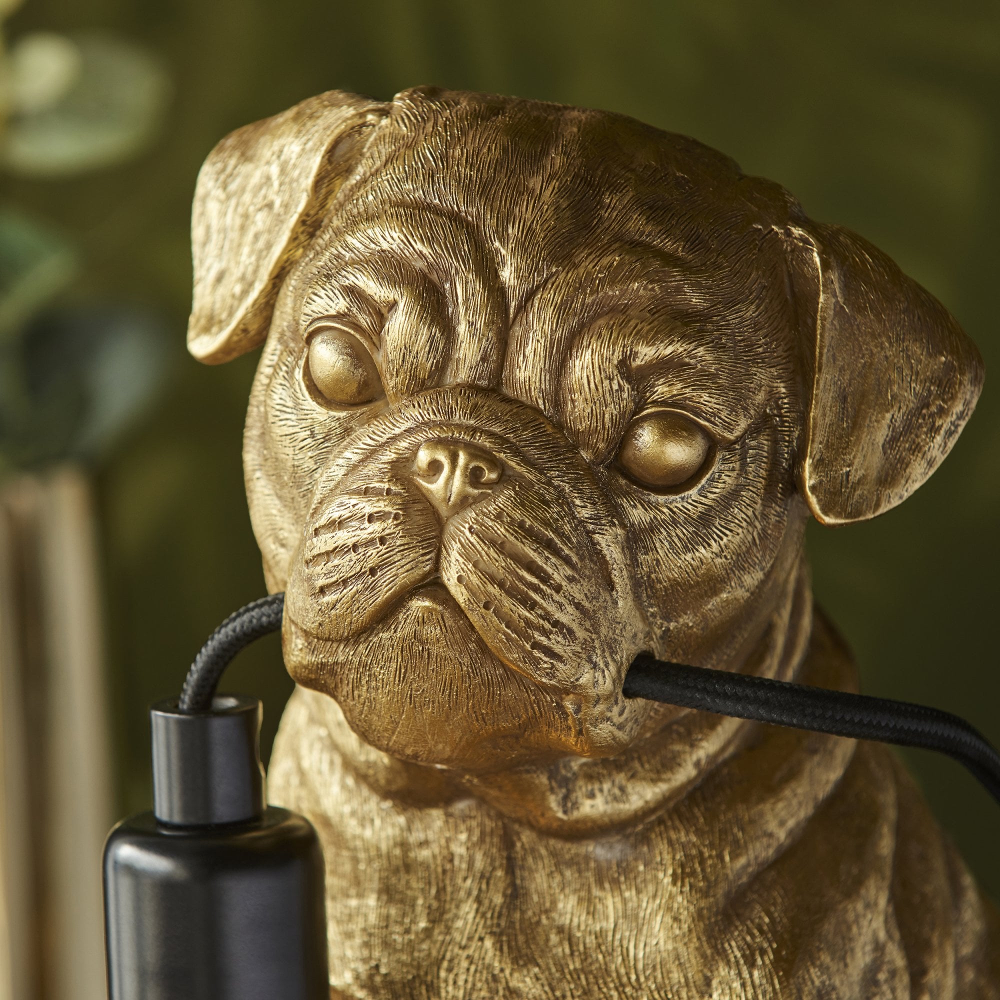 107324 Pug Puppy Table Lamp Gold & Black