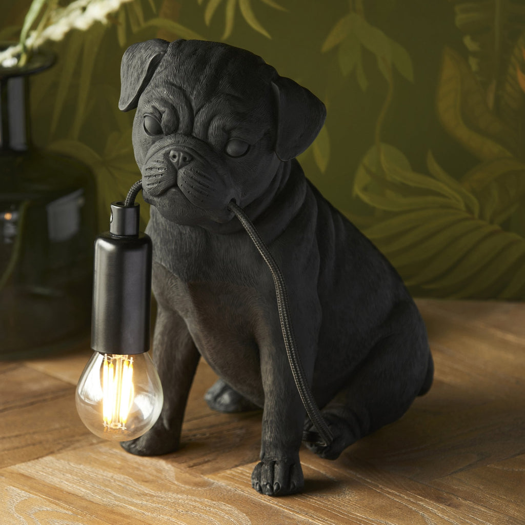 107325 Pug Puppy Table Lamp Black