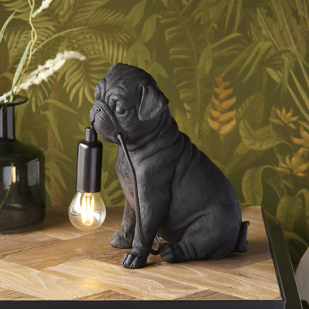 107325 Pug Puppy Table Lamp Black