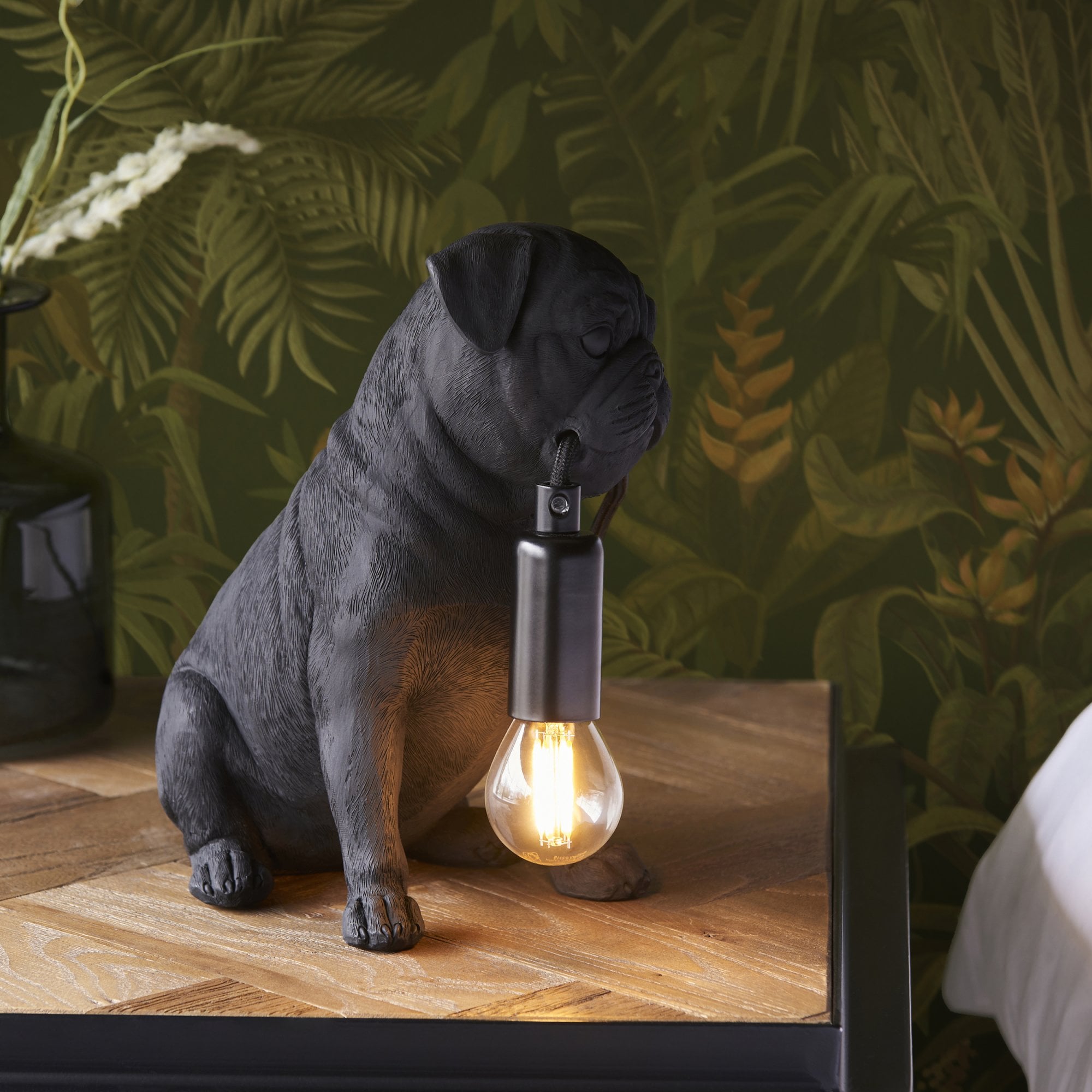 107325 Pug Puppy Table Lamp Black