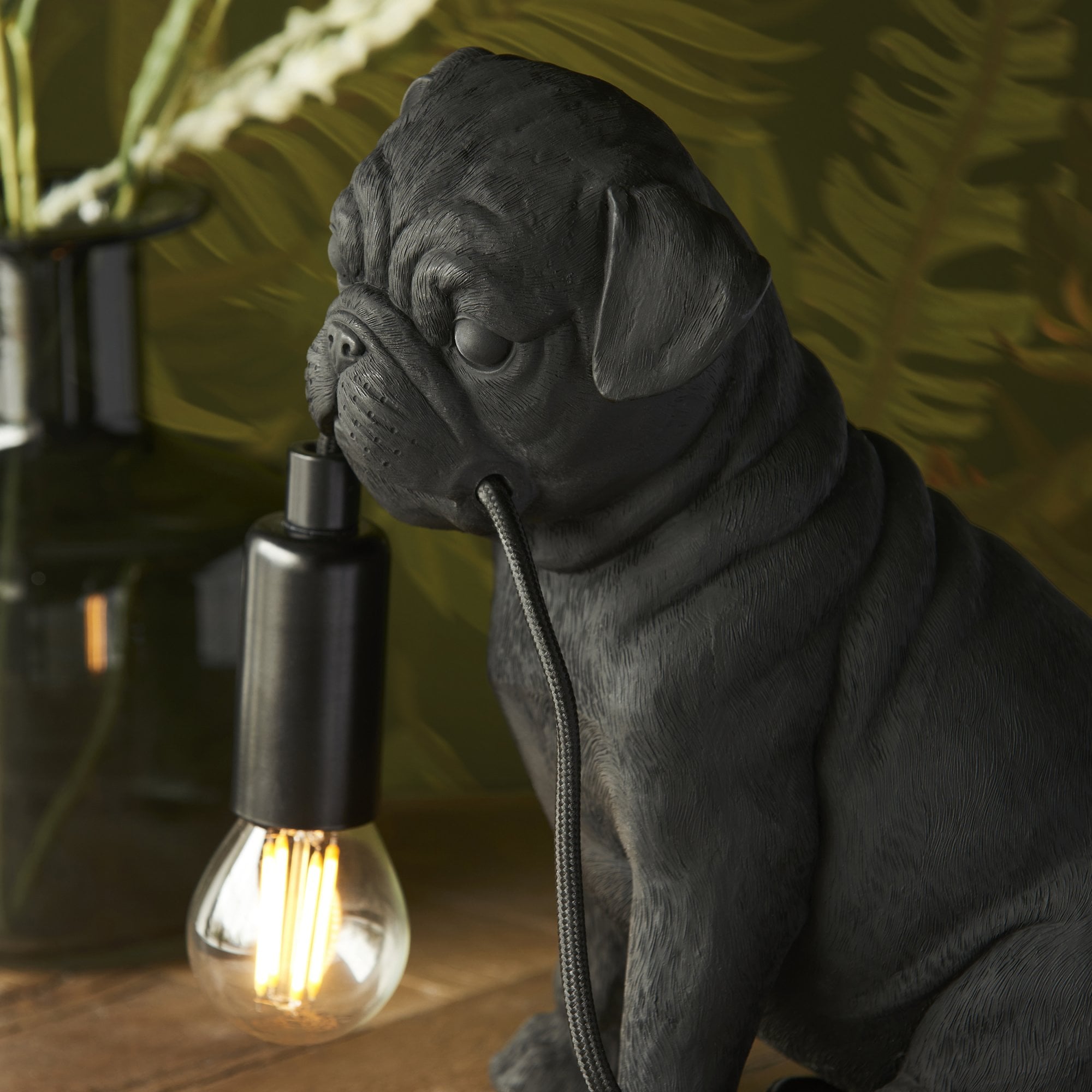 107325 Pug Puppy Table Lamp Black