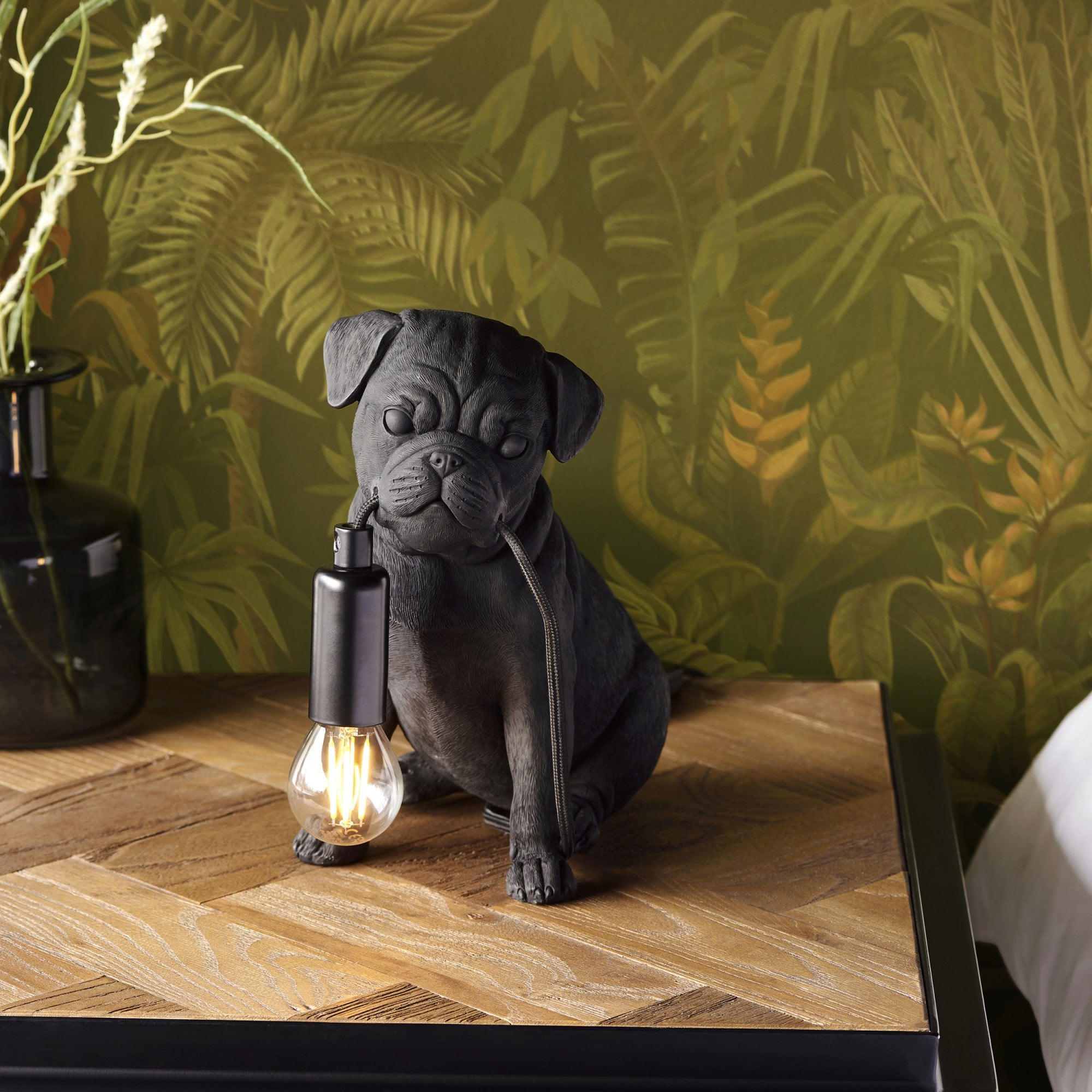 107325 Pug Puppy Table Lamp Black