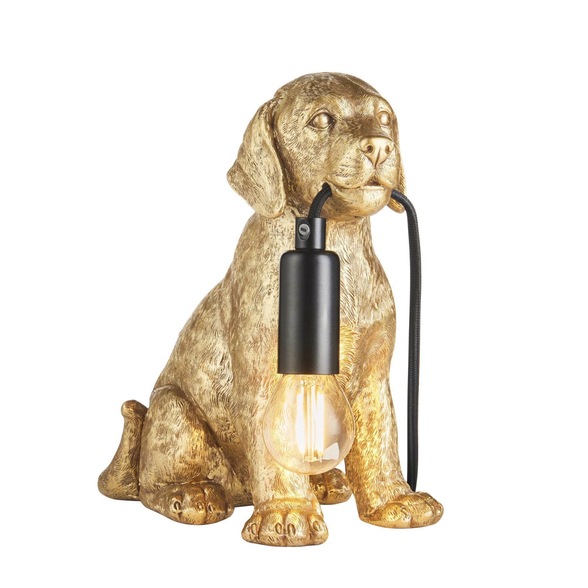 107364 Labrador Puppy Table Lamp Gold & Black