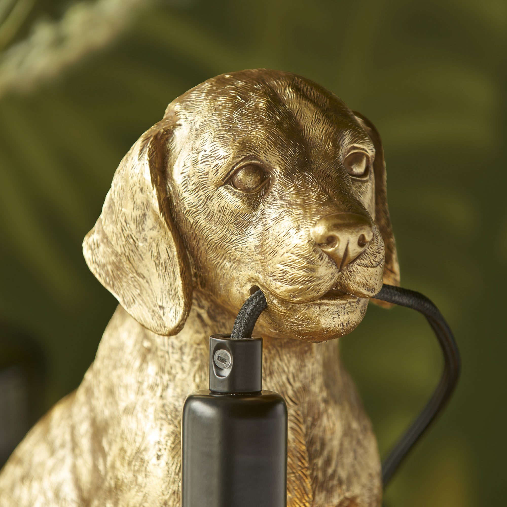 107364 Labrador Puppy Table Lamp Gold & Black