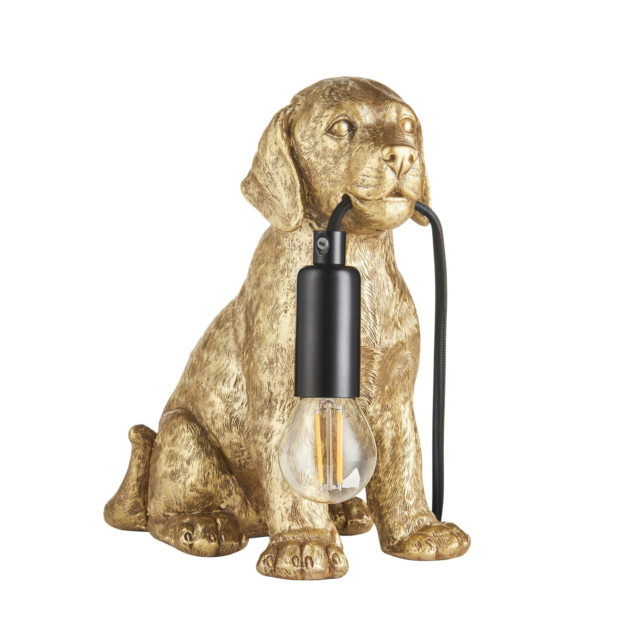 107364 Labrador Puppy Table Lamp Gold & Black