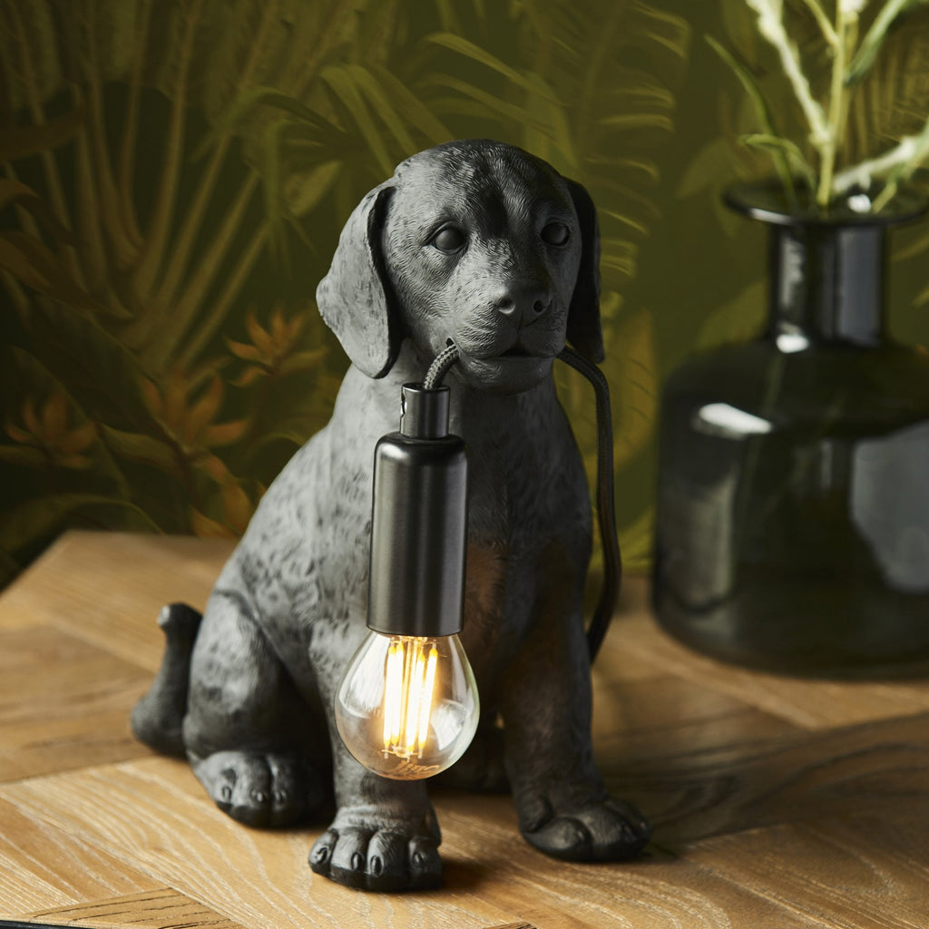 107365 Labrador Puppy Table Lamp Black