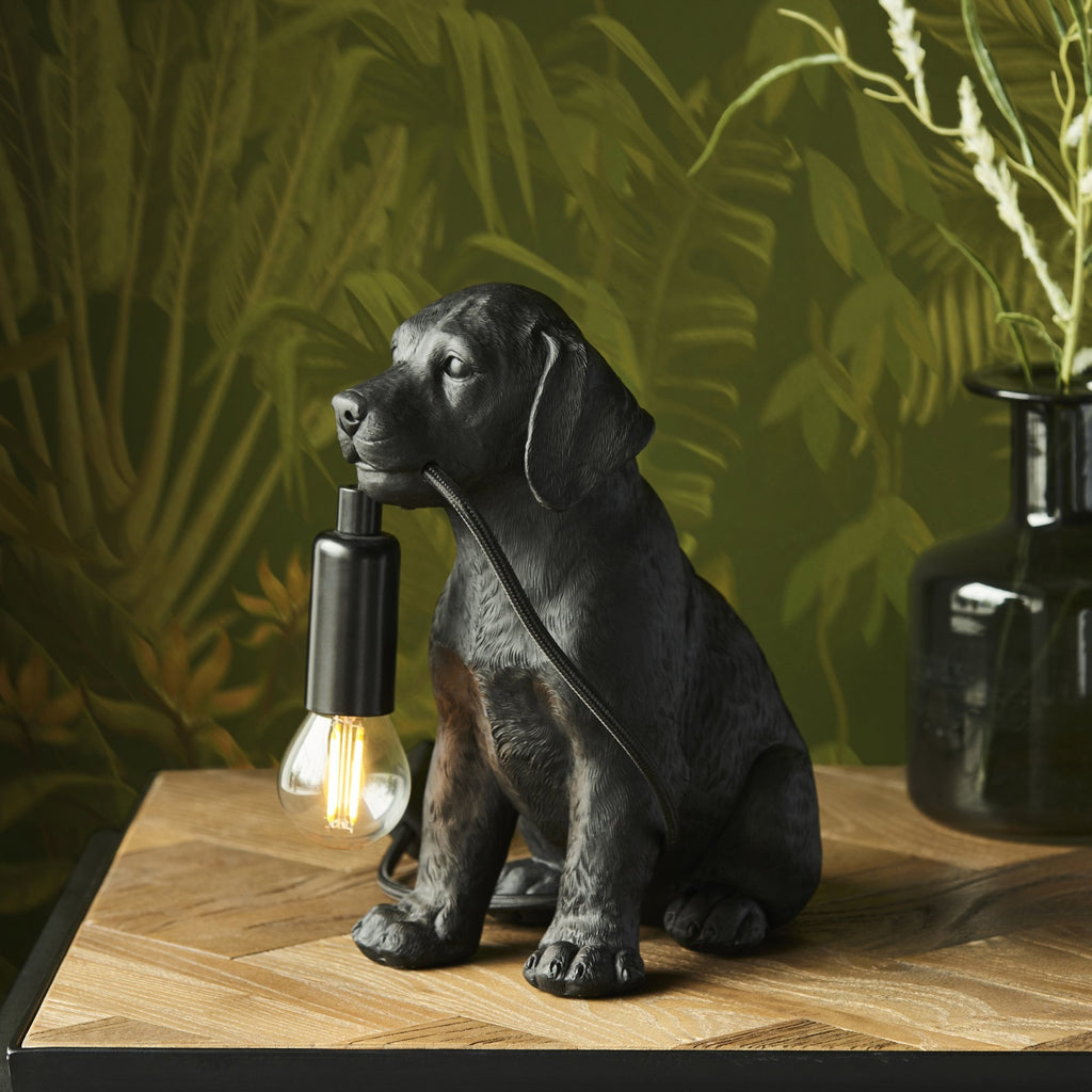 107365 Labrador Puppy Table Lamp Black