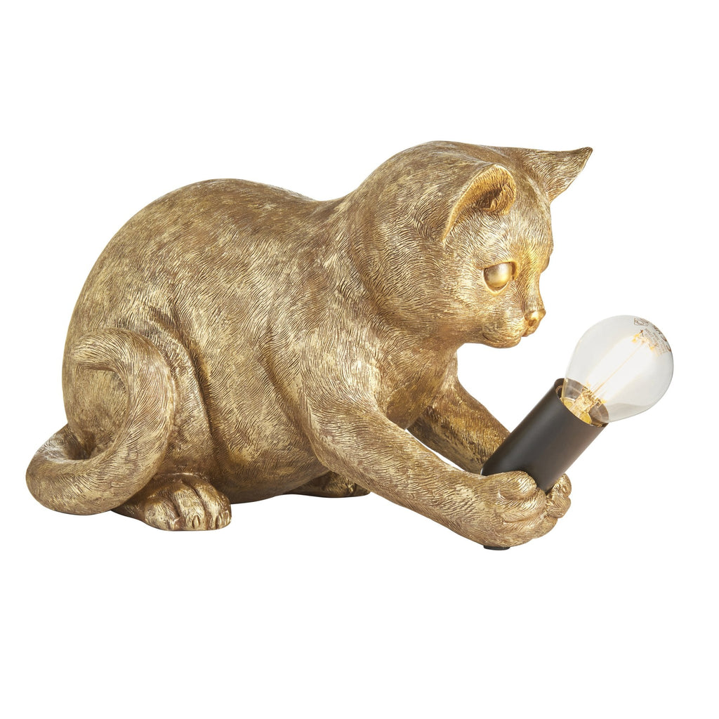 107389 Kitten Table Lamp Gold & Black