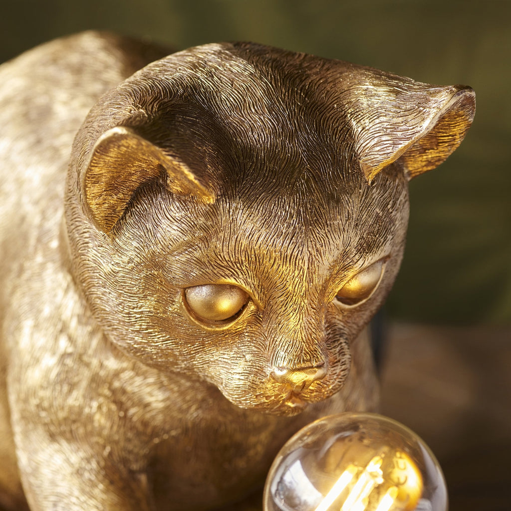 107389 Kitten Table Lamp Gold & Black