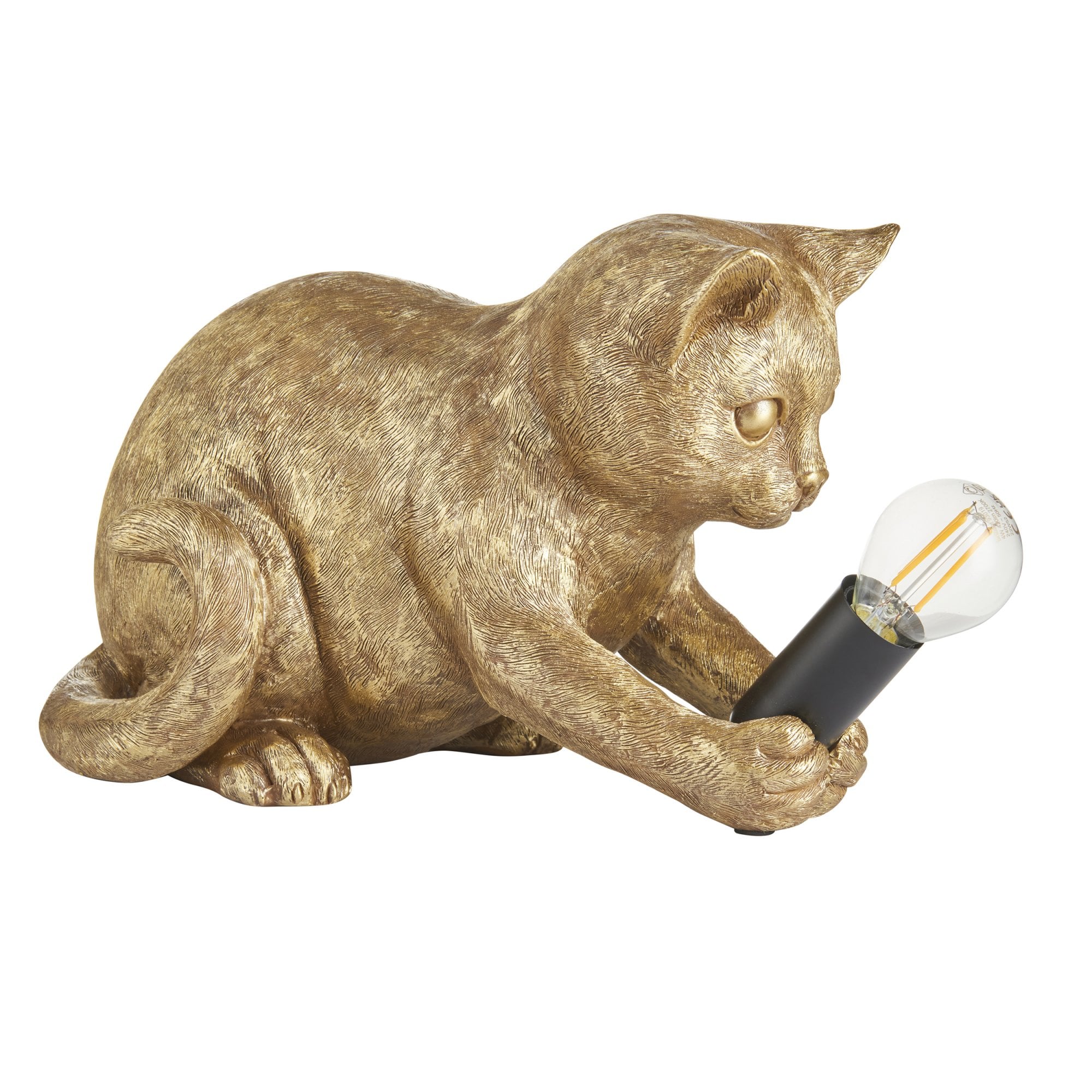 107389 Kitten Table Lamp Gold & Black
