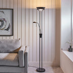 107738 Rome Mother & Child Task Floor Lamp Black & Opal