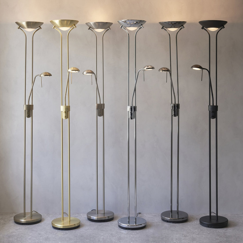107738 Rome Mother & Child Task Floor Lamp Black & Opal