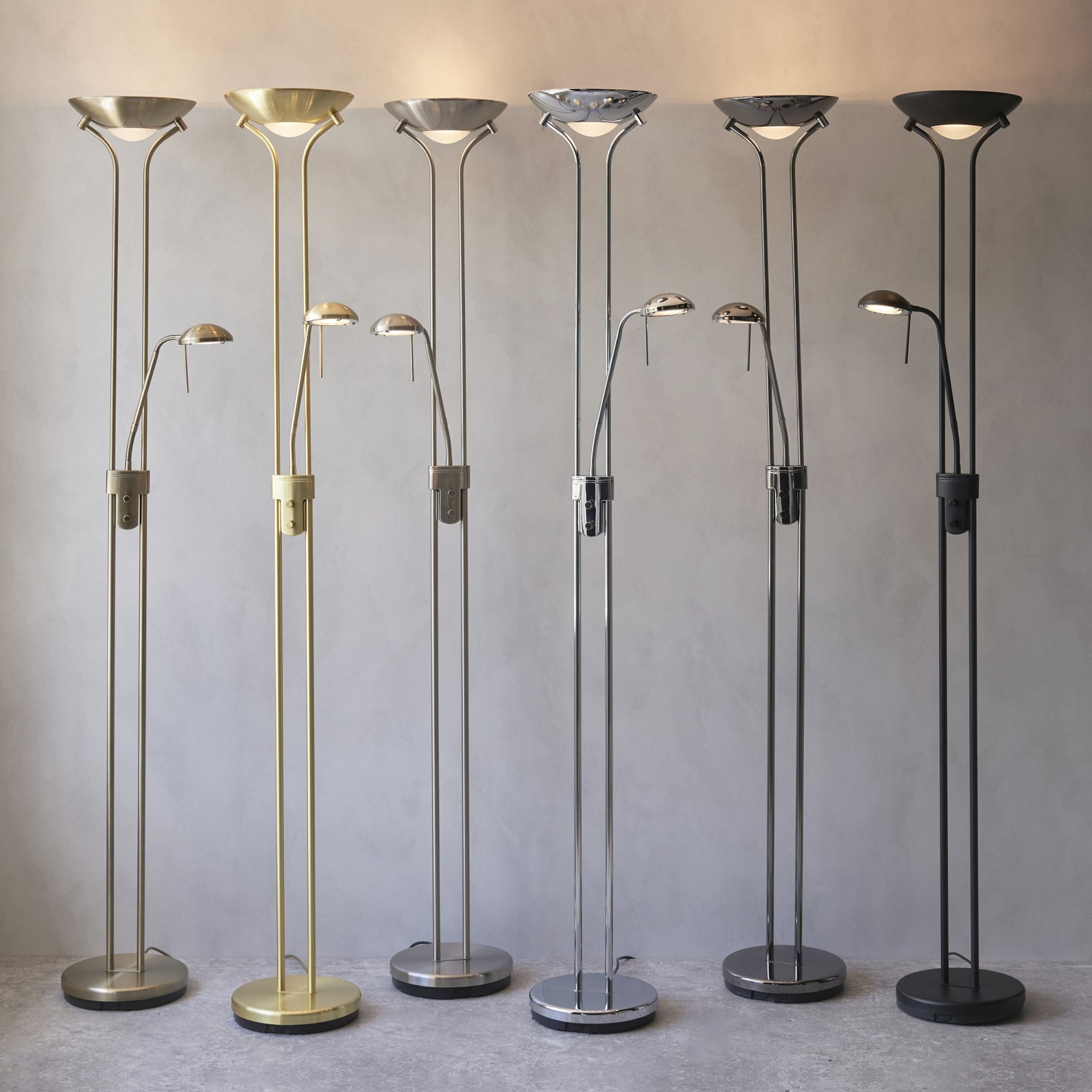 107738 Rome Mother & Child Task Floor Lamp Black & Opal