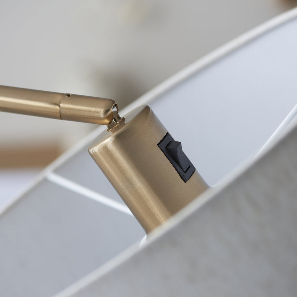 108022 Clement Floor Lamp Aged Brass & Natural Shade