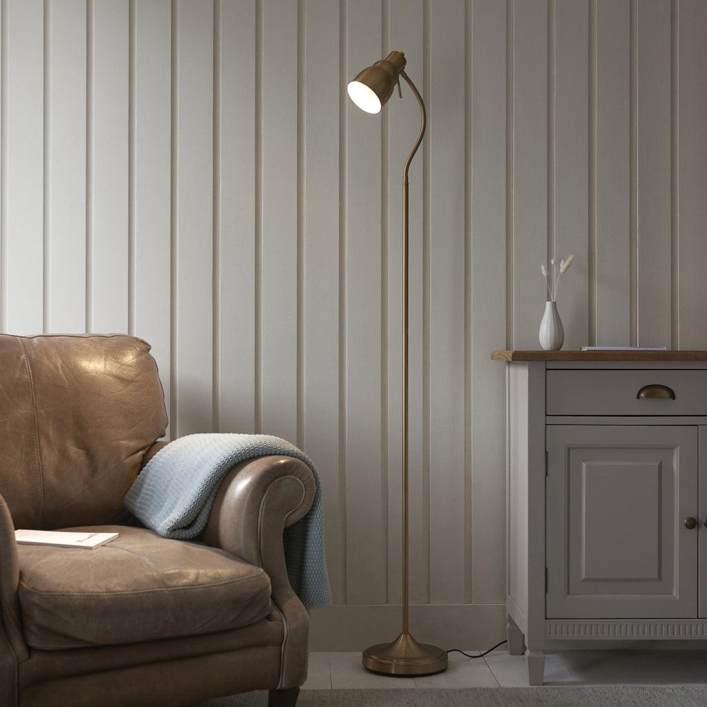 108126 Classic Flexi Reader Floor Lamp Aged Brass