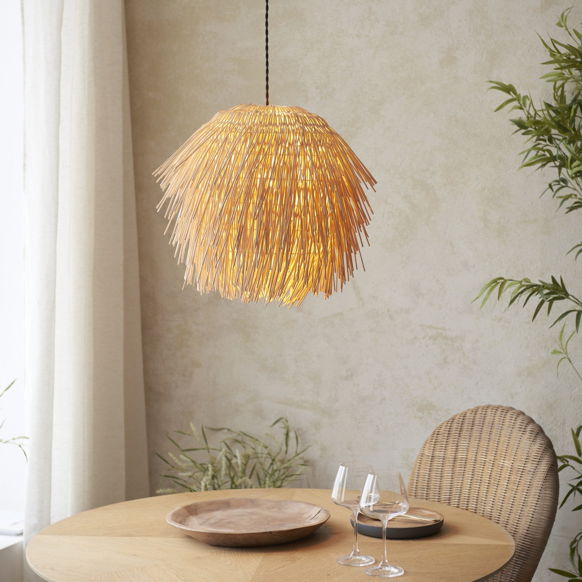 109204 Pushpa Pendant Shade Natural Rattan