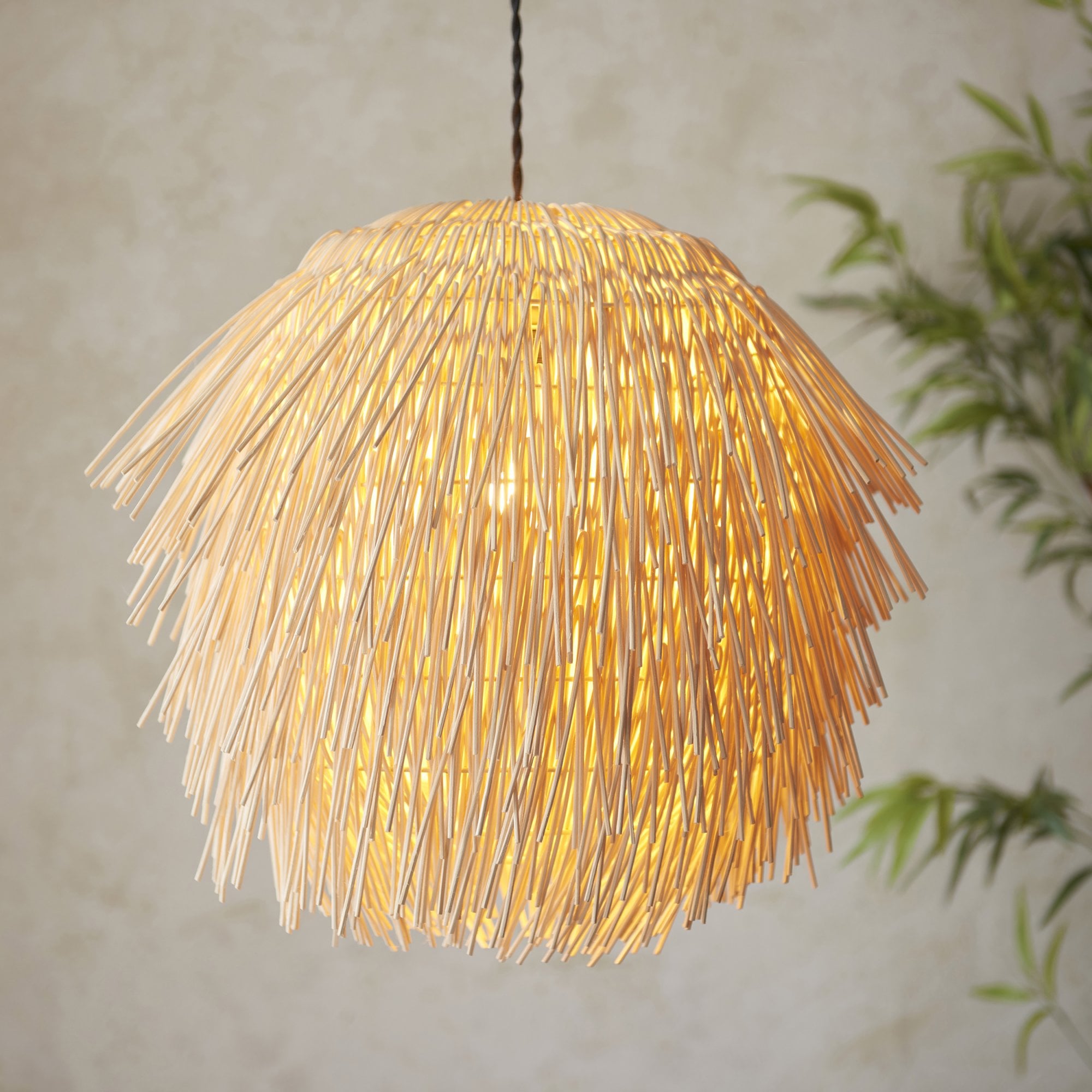 109204 Pushpa Pendant Shade Natural Rattan