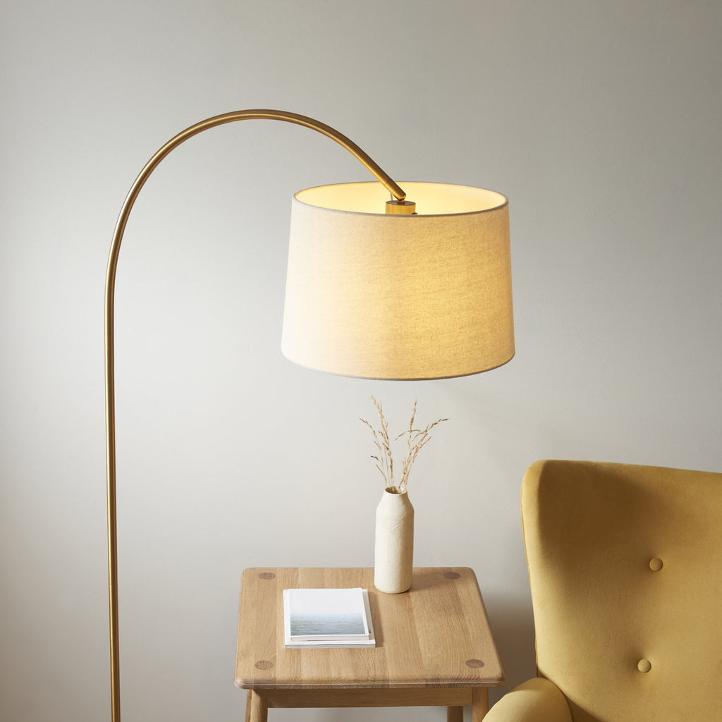110645 Carlson Floor Lamp Brass & Natural Shade