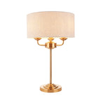 110721 Highclere 3 Light Table Lamp Vintage Brass & Natural Linen Shade