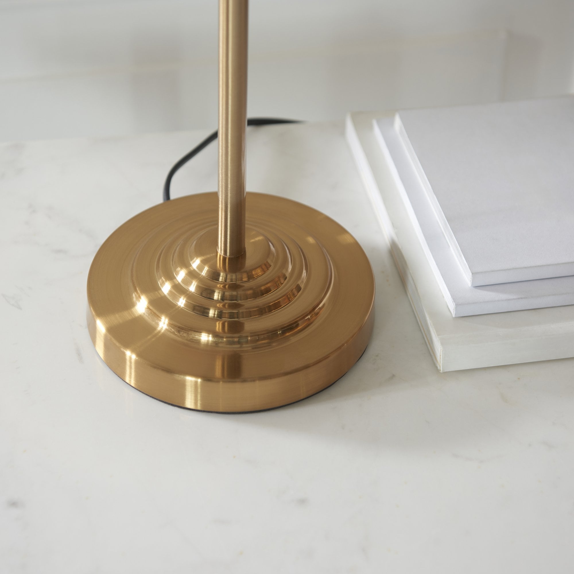 110721 Highclere 3 Light Table Lamp Vintage Brass & Natural Linen Shade