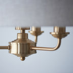 110723 Highclere 3 Light Pendant Vintage Brass & Natural Linen Shade