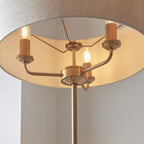 110724 Highclere 3 Light Floor Lamp Vintage Brass & Natural Linen Shade