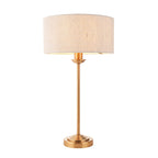 110728 Highclere Table Lamp Vintage Brass & Natural Linen Shade