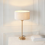 110728 Highclere Table Lamp Vintage Brass & Natural Linen Shade