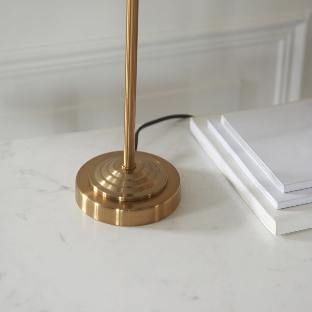 110728 Highclere Table Lamp Vintage Brass & Natural Linen Shade