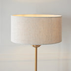 110728 Highclere Table Lamp Vintage Brass & Natural Linen Shade