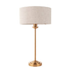 110728 Highclere Table Lamp Vintage Brass & Natural Linen Shade
