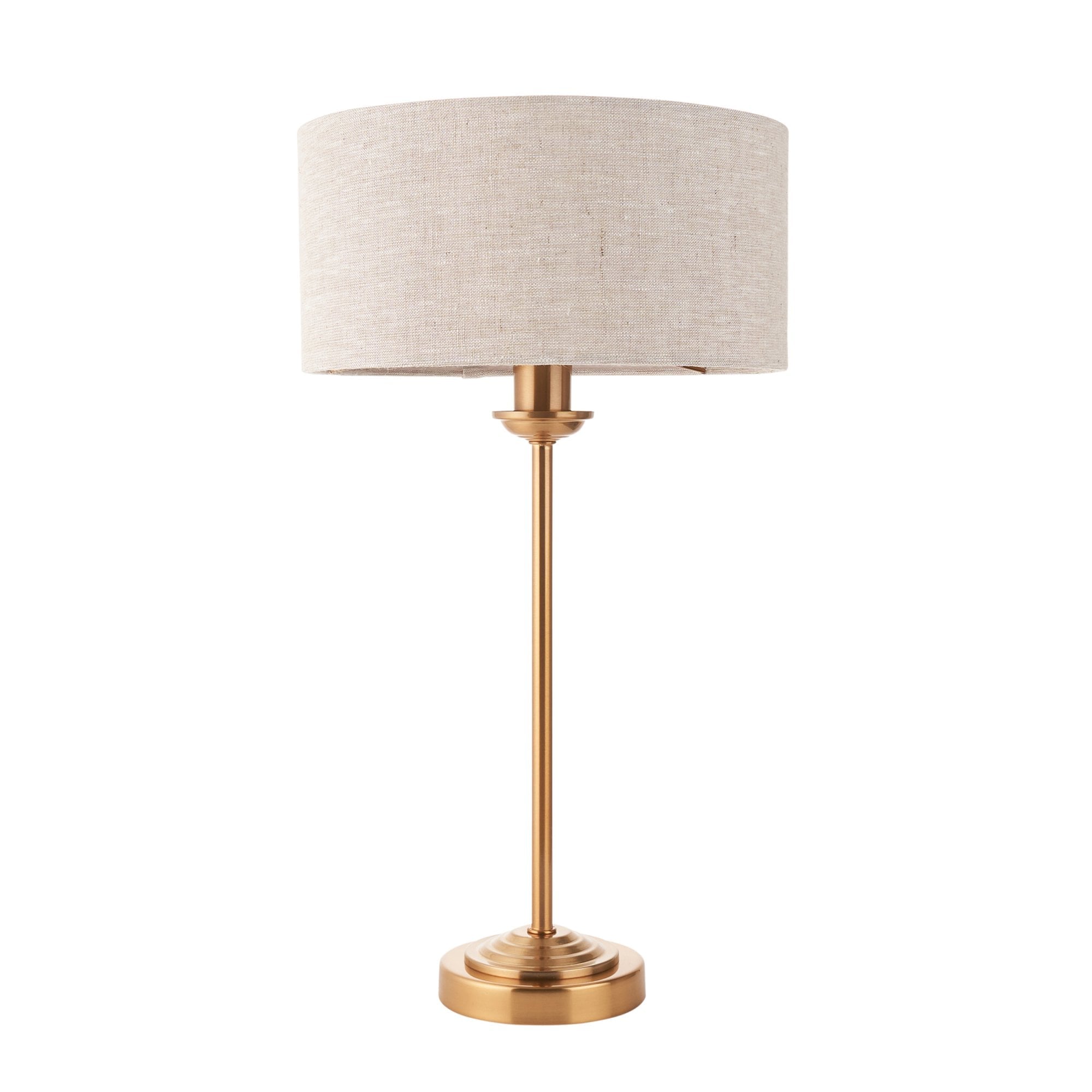 110728 Highclere Table Lamp Vintage Brass & Natural Linen Shade