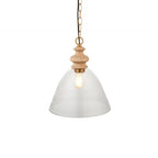 110825 Cotswold Pendant Ash, Aged Brass & Clear Glass