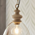 110825 Cotswold Pendant Ash, Aged Brass & Clear Glass