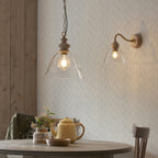 110825 Cotswold Pendant Ash, Aged Brass & Clear Glass