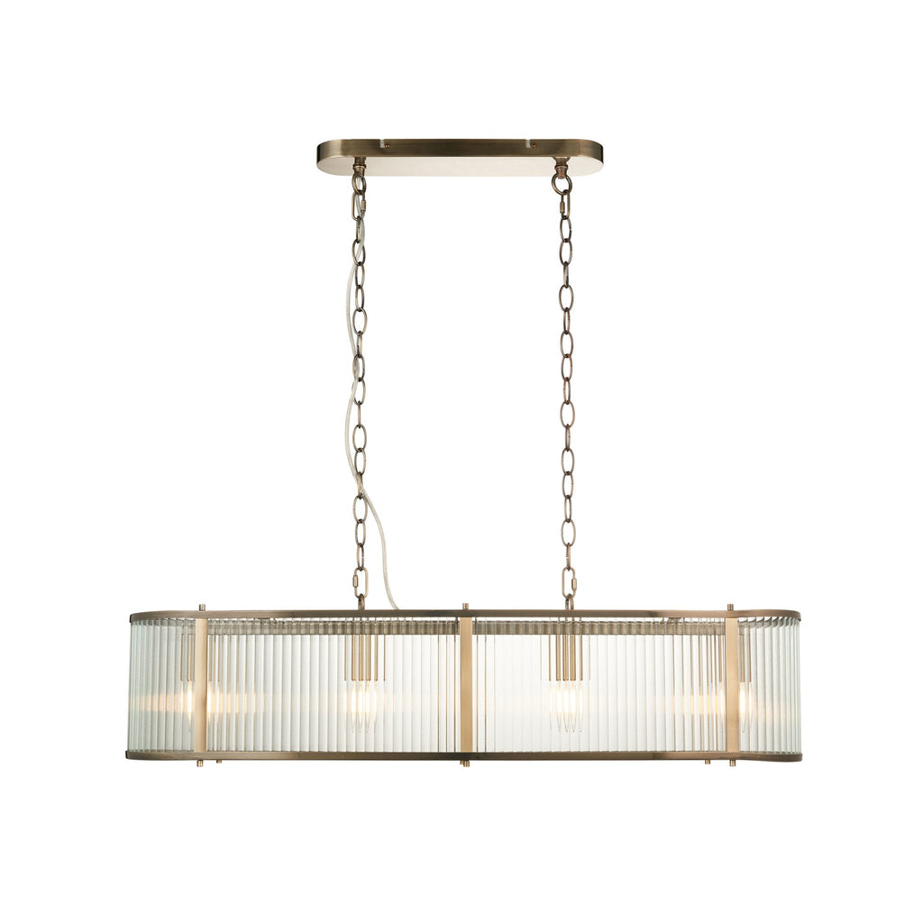 110945 Ridgeton 4 LightLinear Pendant Antique Brass & Clear Glass