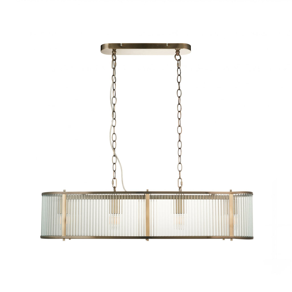 110945 Ridgeton 4 LightLinear Pendant Antique Brass & Clear Glass