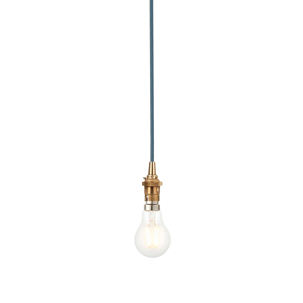 111511 Eltham Pendant Cable Set Age Brass & Blue Flex